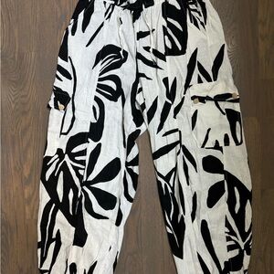 Christian Siriano Black and White Straight Leg Pants